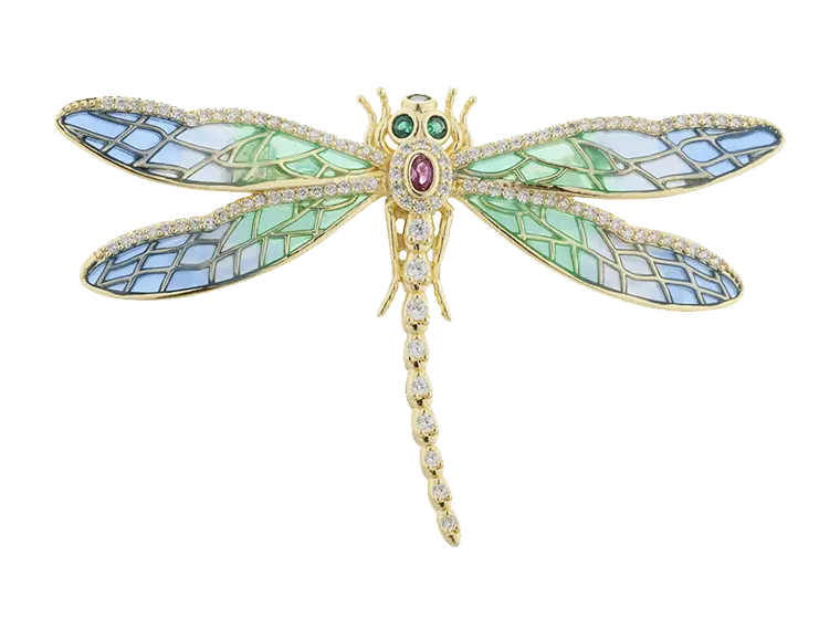 بروش فراشة من الفضة الإسترليني عيار 925 مطلي بالمينا C00419