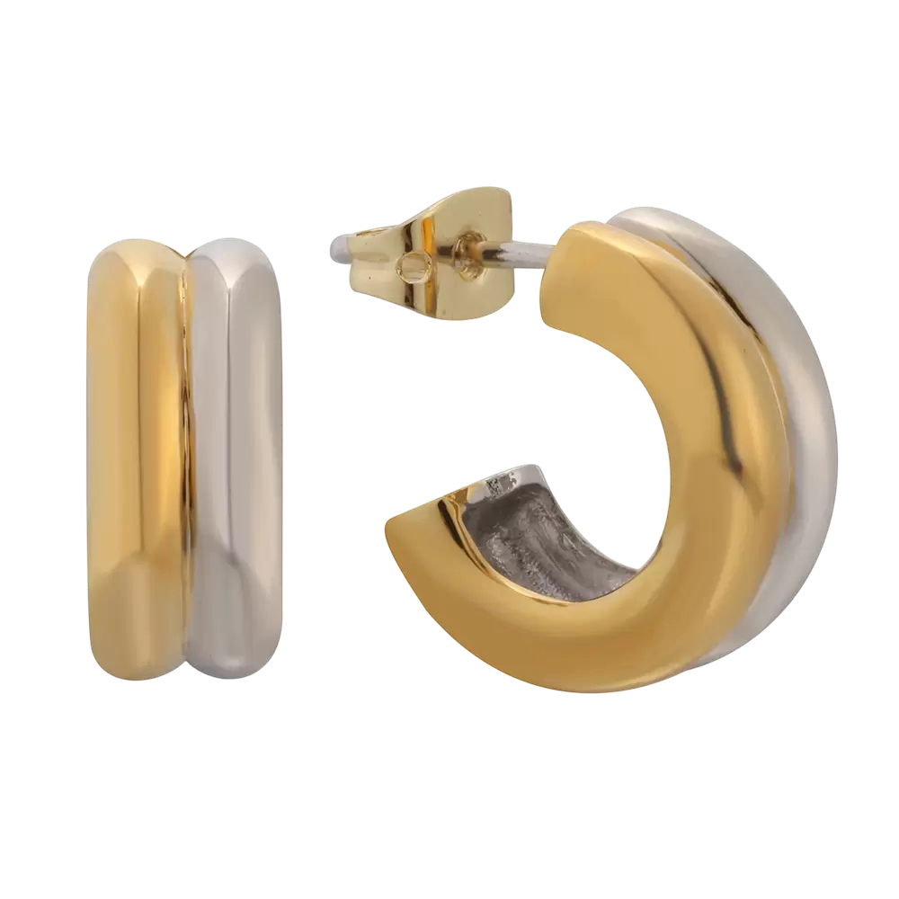 E04058K أقراط من الفضة الإسترليني عيار 925 بلونين