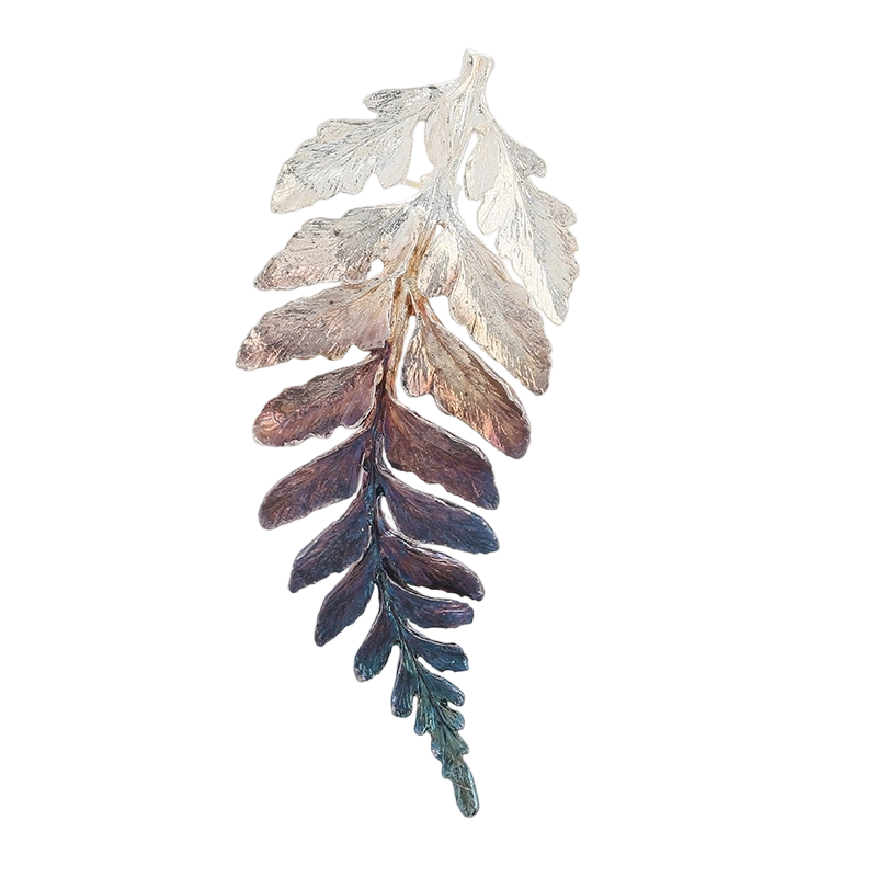 C00612 بروش مصنوع يدويًا من الفضة الإسترليني عيار 925 على شكل ورقة شجر