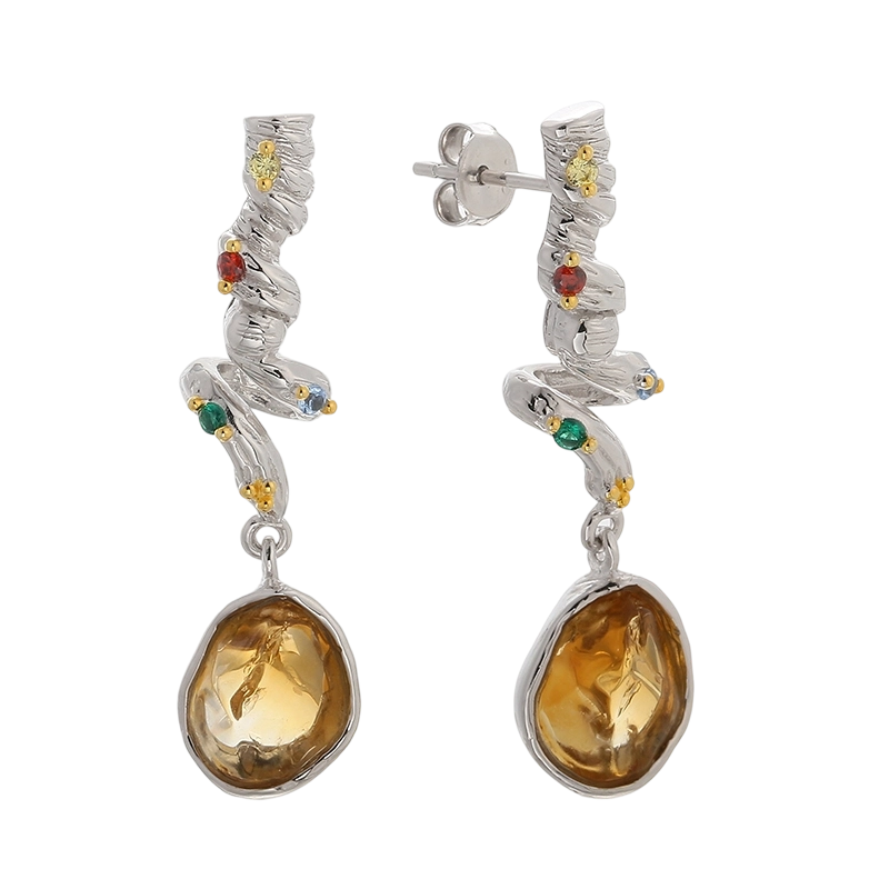 YE03624 أقراط كريتين مصنوعة يدوياً من الفضة الإسترليني عيار 925