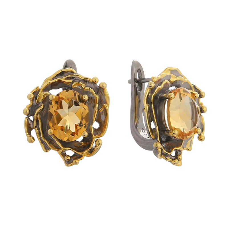 YE03635 أقراط كريتين مصنوعة يدوياً من الفضة الإسترليني عيار 925