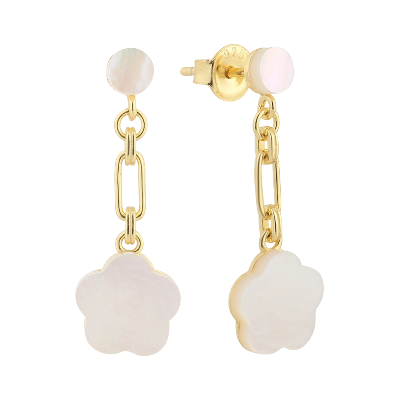 PLE07845 أقراط من الفضة الإسترليني عيار 925 مصنوعة من عرق اللؤلؤ