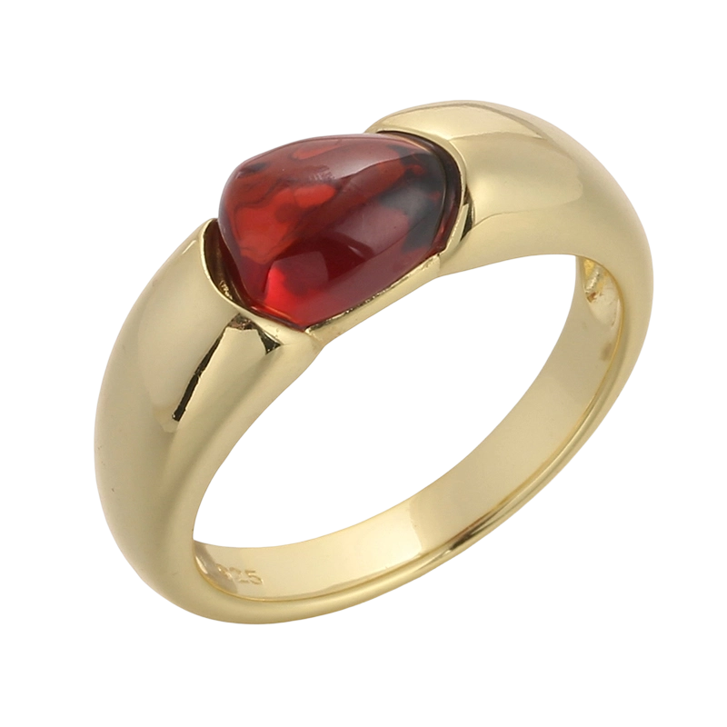 خاتم من الفضة الإسترليني عيار 925 مرصع بحجر العقيق R04182A