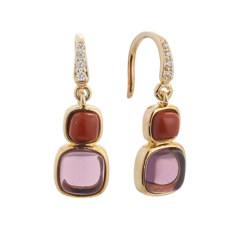 YE01818 قرط من الفضة الإسترليني عيار 925 مرصع بالزركونيا المكعبة والياسبر