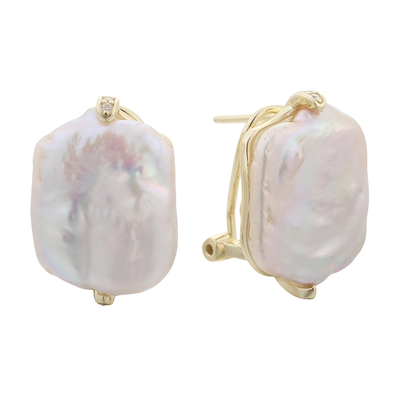 قرط من الفضة الإسترليني عيار 925 مرصع باللؤلؤ الباروكي PLE07831