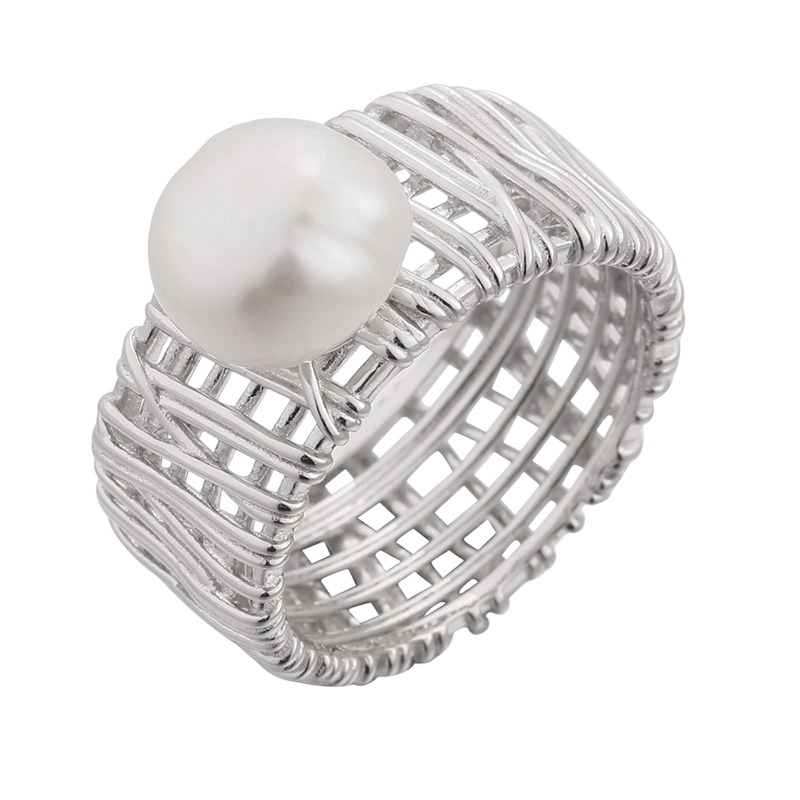 خاتم من الفضة الإسترليني عيار 925 مرصع باللؤلؤ الباروكي YR03378
